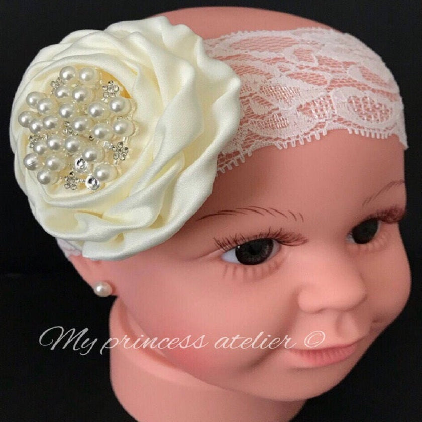 Headband/ Christening Headband/ Girl Crystal Headband