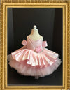 Girl pink first birthday flower girl pageant dress/ girl pink couture gown/ 1st birthday pink dress/ pink princess flower girl dress