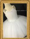 White christening dress/ white flower girl dress/ white pageant dress/ girl baptism dress/ girl couture dress/ princess dress/ white princes