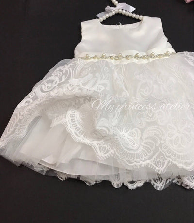 Lace christening dress/ baby girl baptism dress/ lace christening gown/ white flower girl dress/ baptism gown / white blessing dress