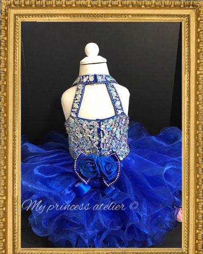 Blue millennium dress/ blue pageant dress/ pageant sparkling dress/ blue flower girl dress/blue birthday dress/ blue costume dress/ blue 1st