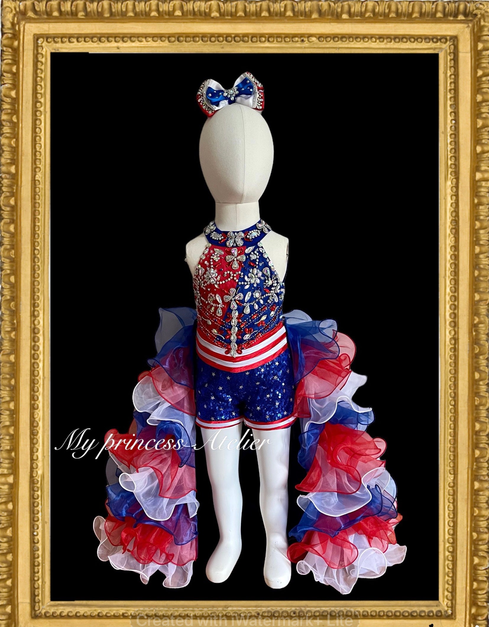 Fourth of July girl pageant dress, Fun fashion patriotic dress, Independence Day pageant dress, Start spangled pageant dress, America custom