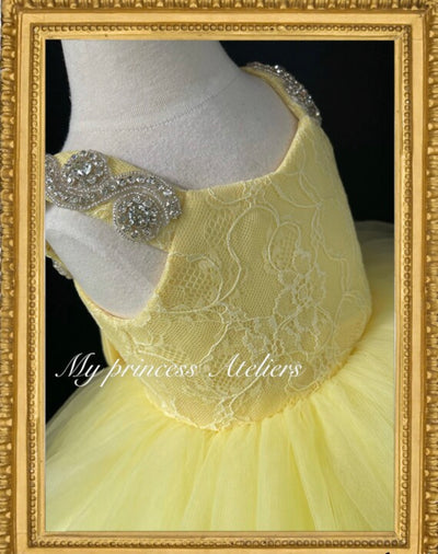 Princess  yellow birthday dress,pageant yellow dress, flowers girl yellow dress, first birthday yellow dress, couture princess yellow dress